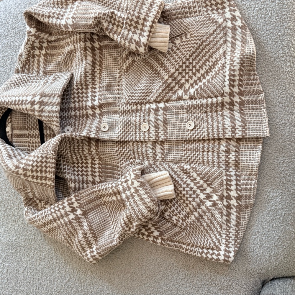 Splendid Plaid Cream and Brown Women's Jacket